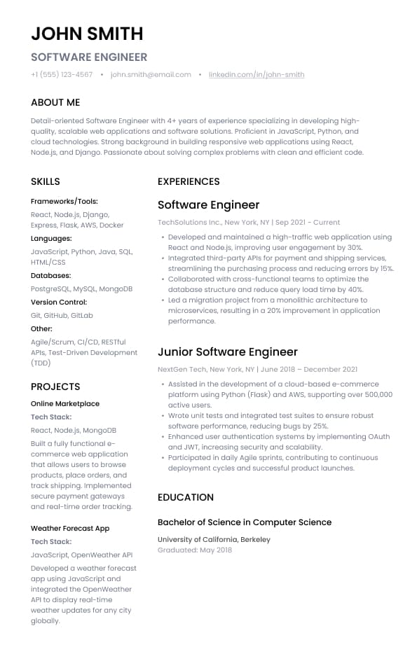 Resume Sample 1